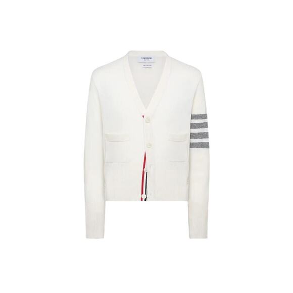 Thom Browne Other - THOM BROWNE Men's Classic Cashmere 4-Bar V-Neck Cardigan Size 1/S In White